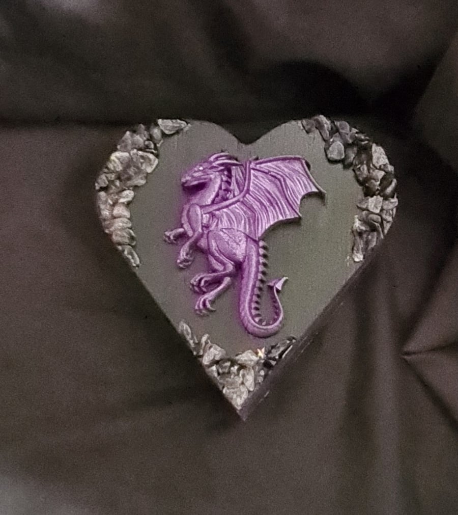 Gorgeous Amethyst Dragon Heart Shaped Box