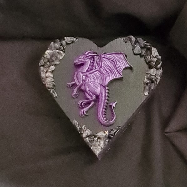 Gorgeous Amethyst Dragon Heart Shaped Box