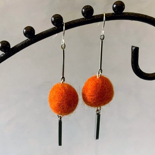 Merino wool ball earrings