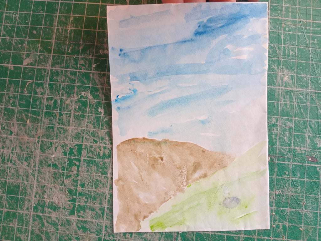 A6 watercolour painting illustration style naive art