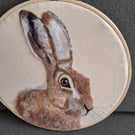Needle Felted Hare picture Portrait  Handmade Wool Wall Art