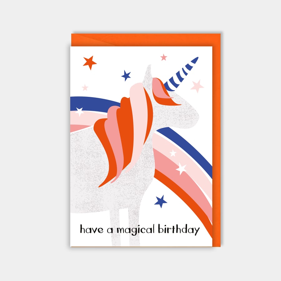 Unicorn birthday card - unicorn - magical - rainbow