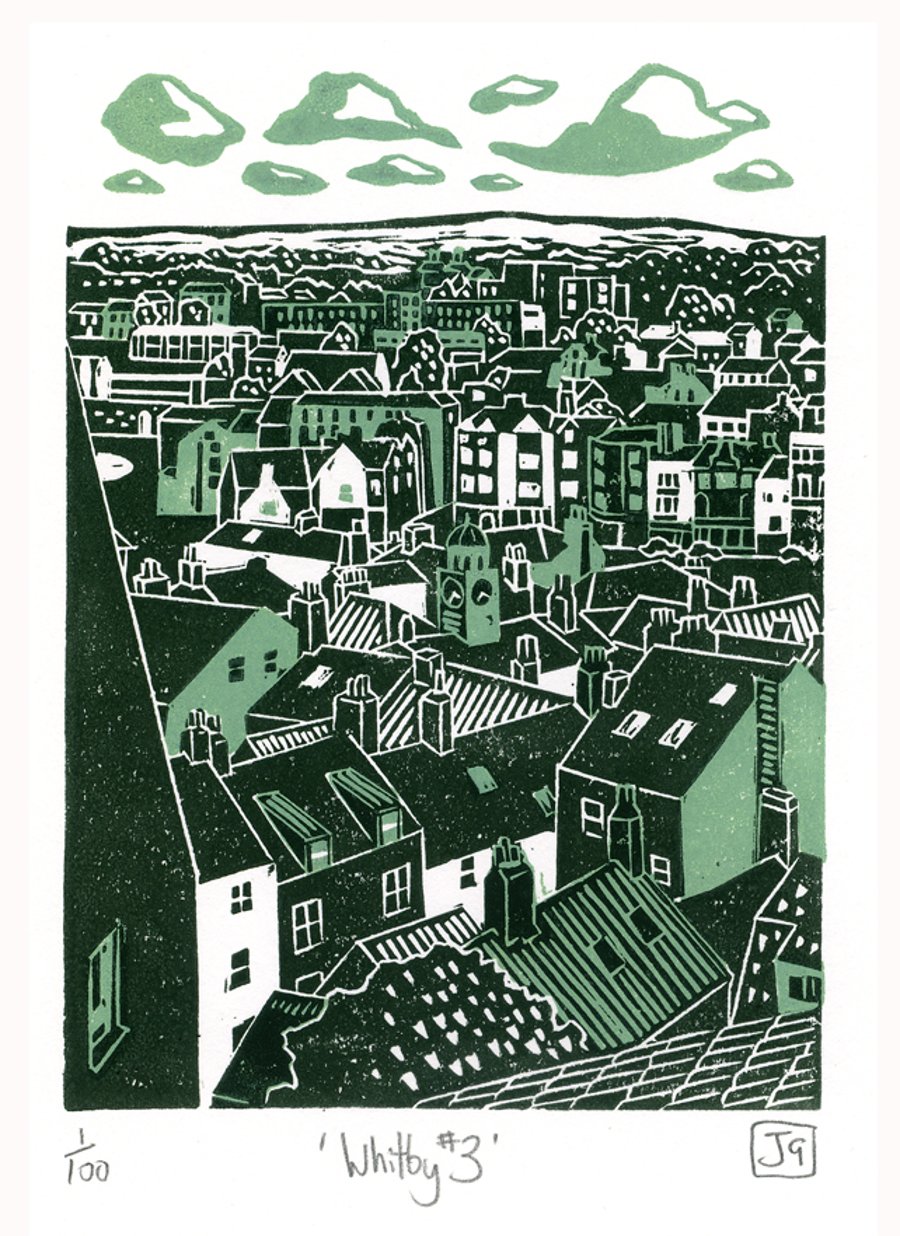 Whitby No.3 two-colour linocut print