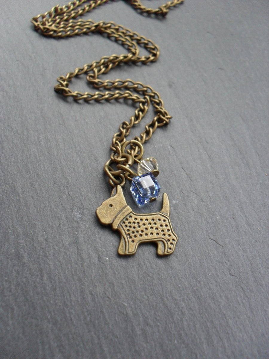 Bronze Tone Dog Charm Necklace Gift For Her