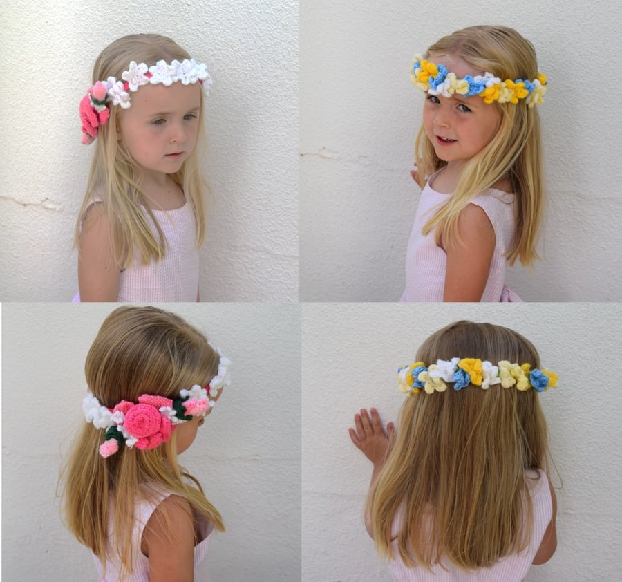 Knitted Summer Flower Crowns