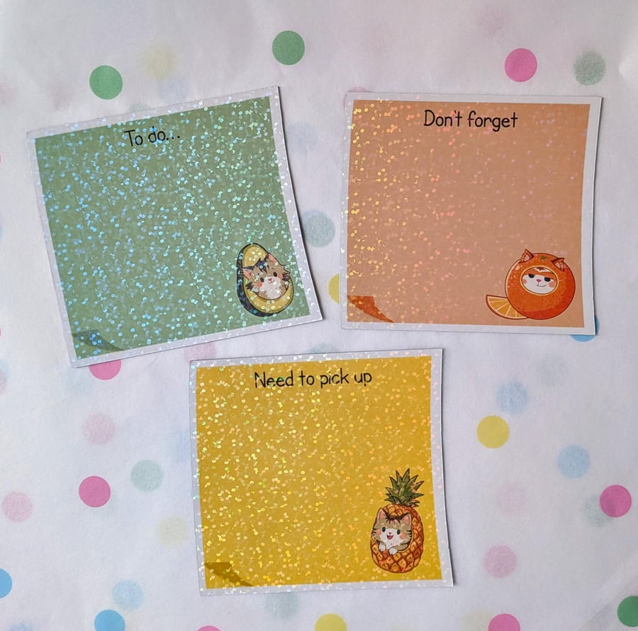 Holographic Kawaii Cat Fridge Magnets Reusable To Do List Whiteboard Stickers