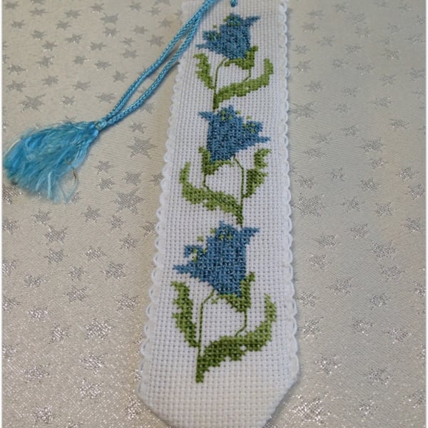 Cross stitch flower bookmark
