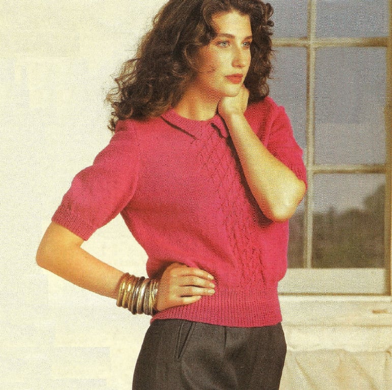 VINTAGE KNITTING PATTERN Ladies Lace Panel Sweater