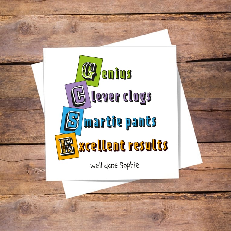 Pass GCSE exams card - personalised, you did it, well done card, free postage