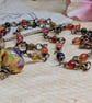 Multicoloured agate necklace with copper wirework and glass pendant  - Image 2