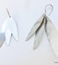 Textured Silver Leaf Drop Earrings - Image 2