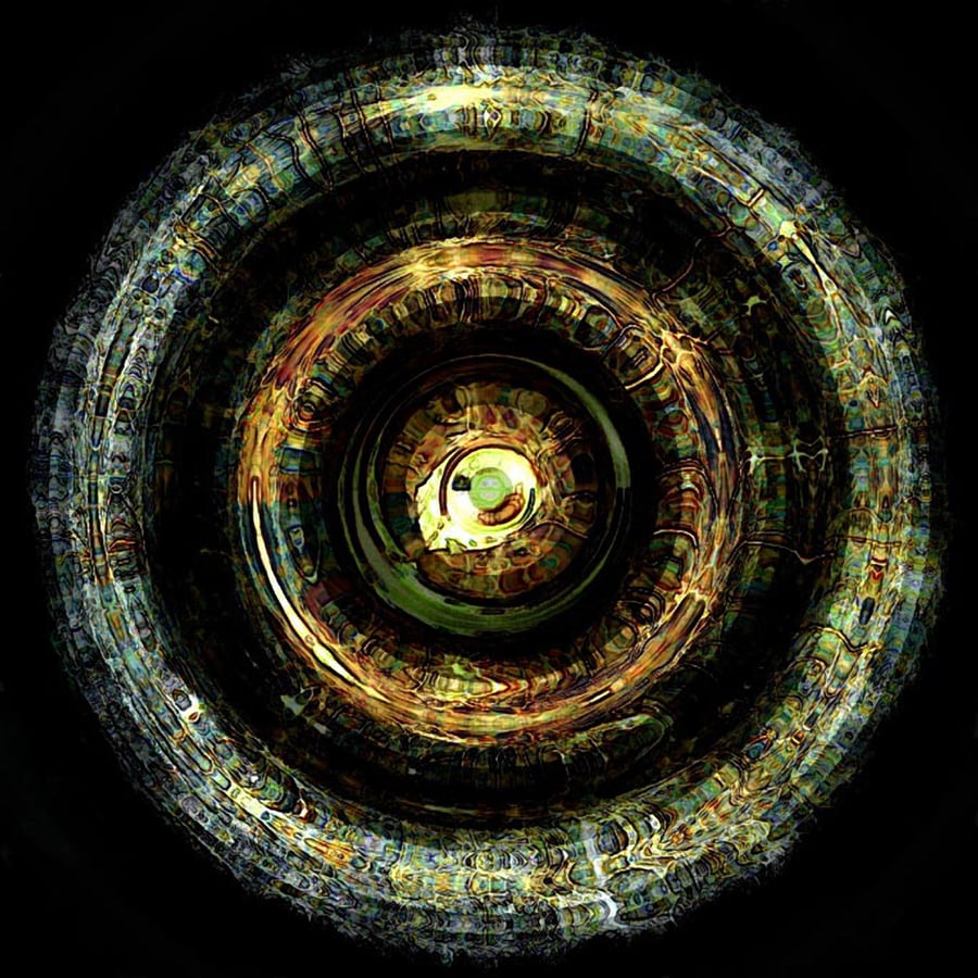 'Gold Dandelion Circles' - abstract digital artwork