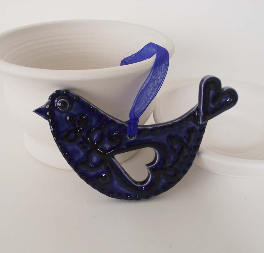 ceramic folk art  bird decoration 