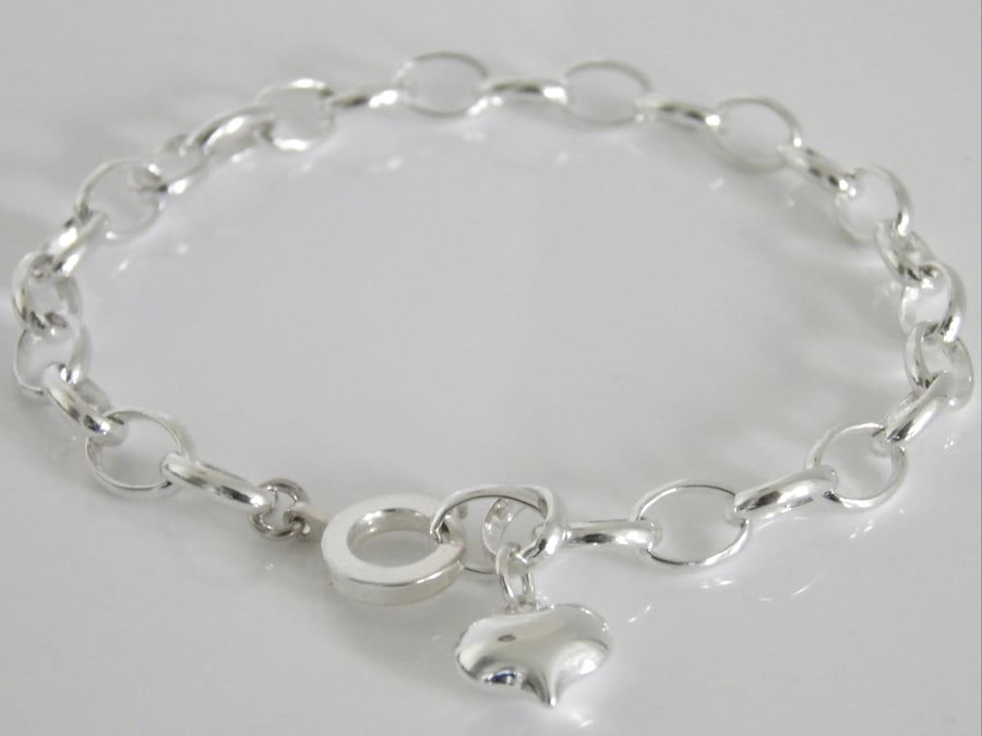 Silver Chain Heart Bracelet 