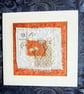 Hand embroidered floral textile wall art, slow stitched wall decor unframed