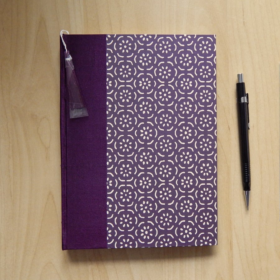 Damson Purple Journal or Notebook with silk spine. Gifts for Women Gifts for Men