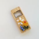 Bottle opener, fridge magnet, bar accessory, fused glass bottle opener. 