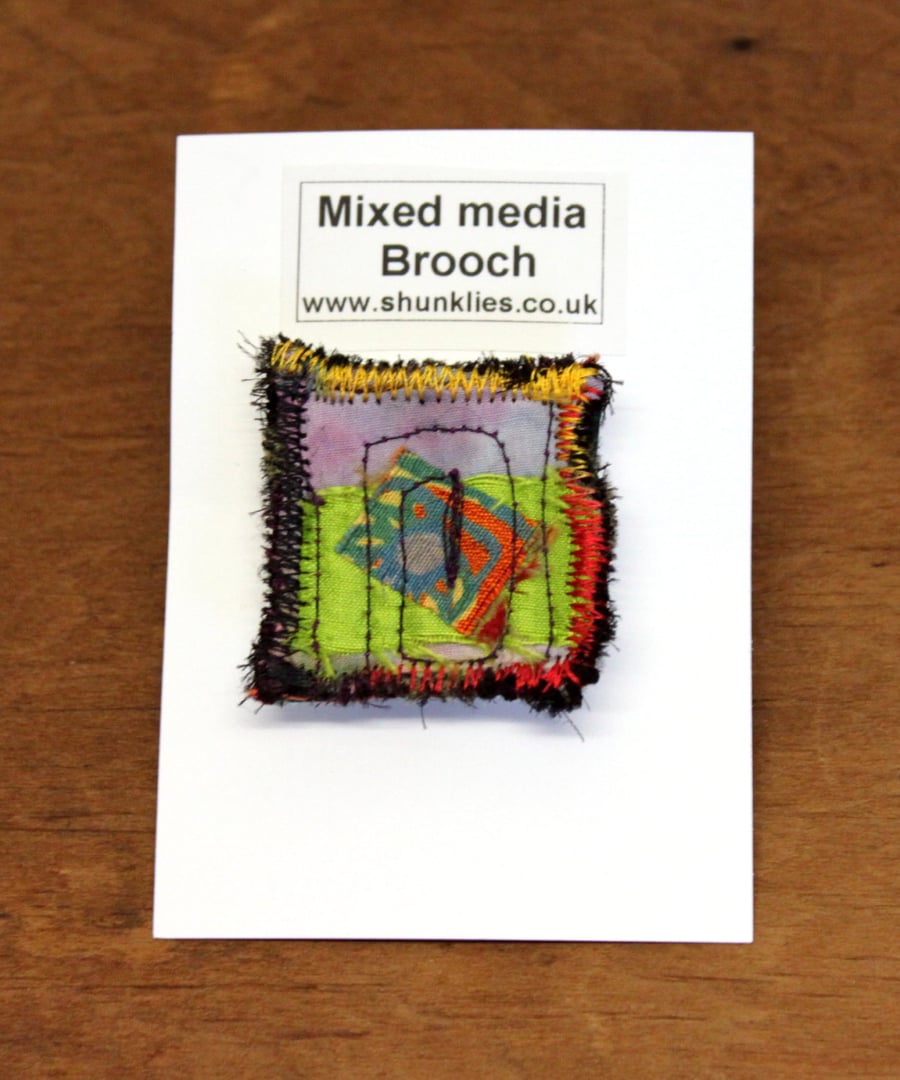Textile Brooch B5 Silks Embroidery
