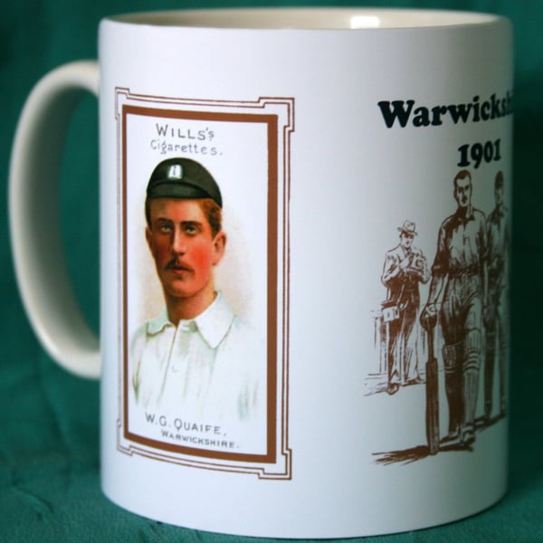 Cricket mug Warwickshire 1901 county players vintage design mug