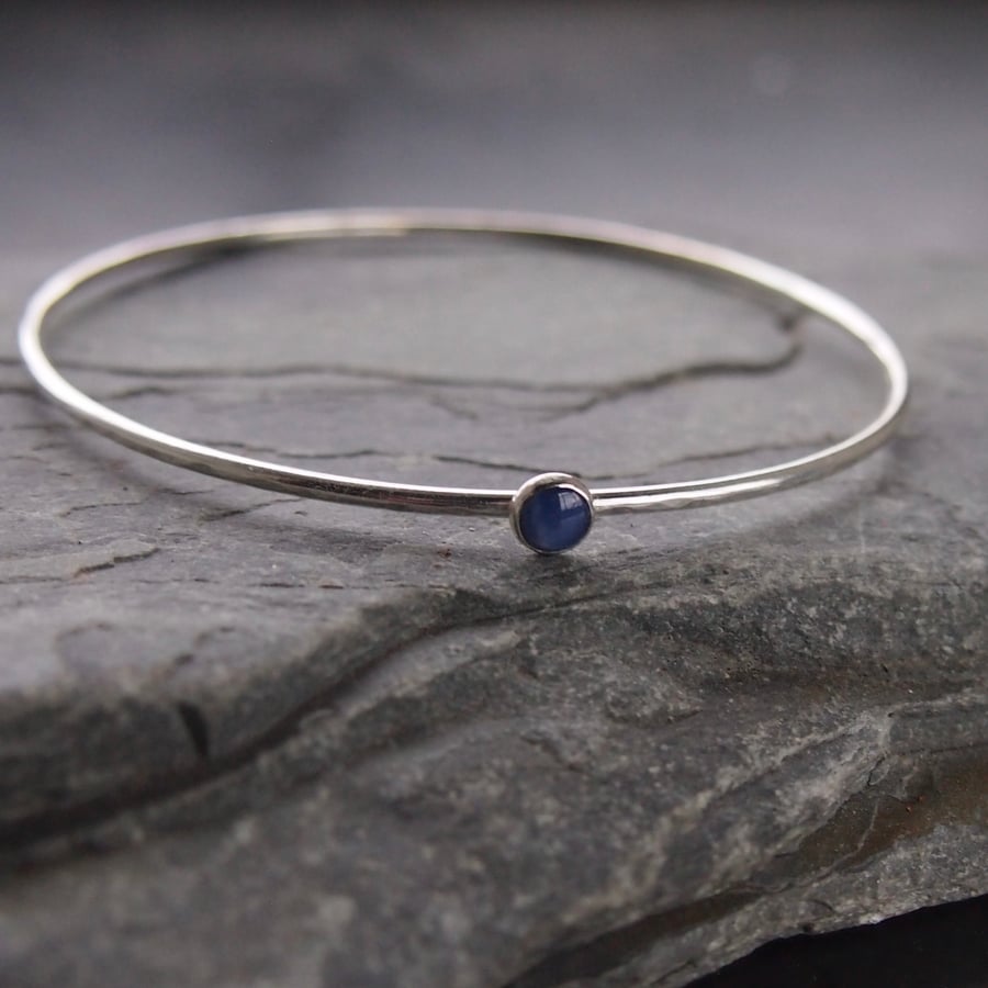 Sterling Silver Bangle with Star Sapphire