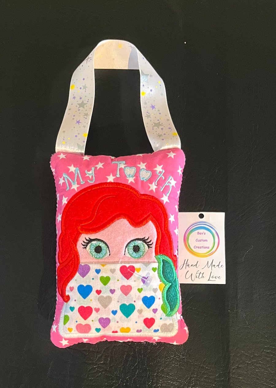Embroidered Mermaid Tooth fairy Pillow, 