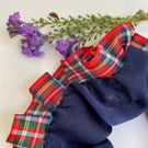 SILKY, VELVETY SCRUNCHIE WITH A TARTAN RUFFLE