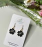 Black Flower Earrings, Floral Charms, Handmade Jewellery 