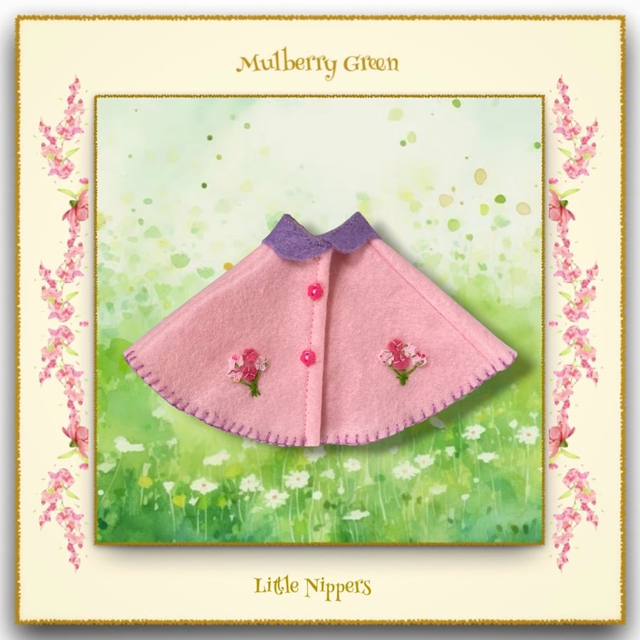 Little Nippers' Embroidered Pink Flowered Cape