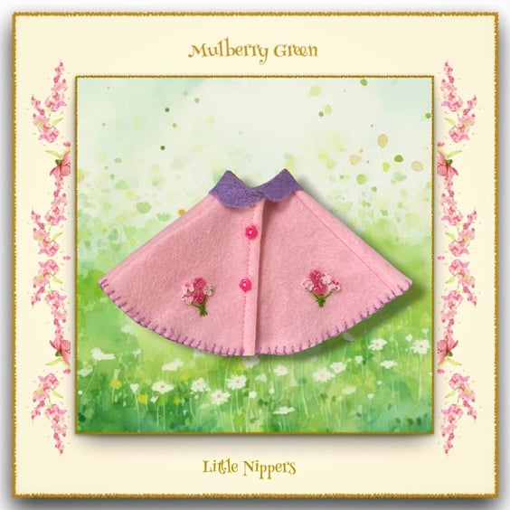 Little Nippers' Embroidered Pink Flowered Cape
