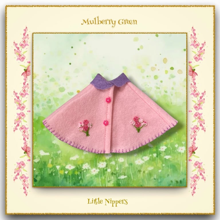 Little Nippers' Embroidered Pink Flowered Cape