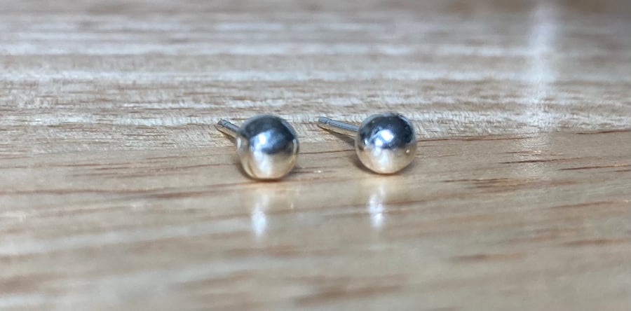 Handmade Melted Recycled Silver Ball Stud Earrings 