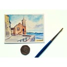 Original ACEO Miniature Watercolour Painting Kingsand Clock Tower Cornwall
