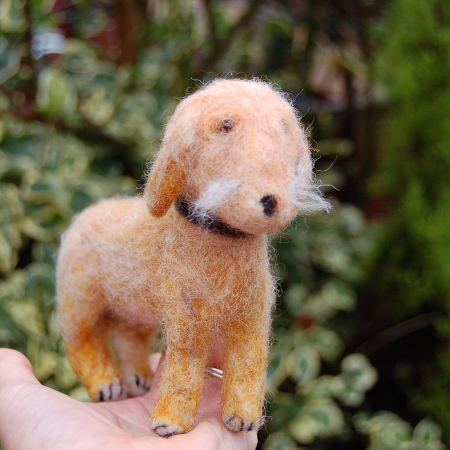 Seconds Sunday - Needle felt Dog - Needle felted wool sculpture  5 ins tall -