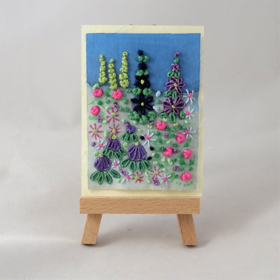 ACEO Summer Garden - Purple and Pink