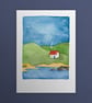 Coastal Cabin, A6 giclée greetings card with recycled brown envelope - Image 3