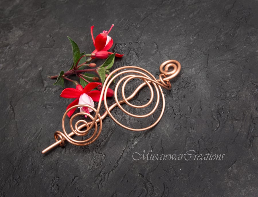 Copper Hair bun slide ,Hair bun slide, copper wire Hair slide, Hair jewellery, 
