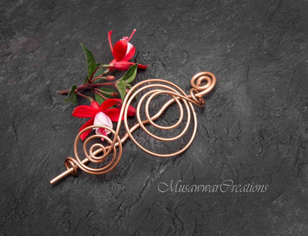 Copper Hair bun slide ,Hair bun slide, copper wire Hair slide, Hair jewellery, 