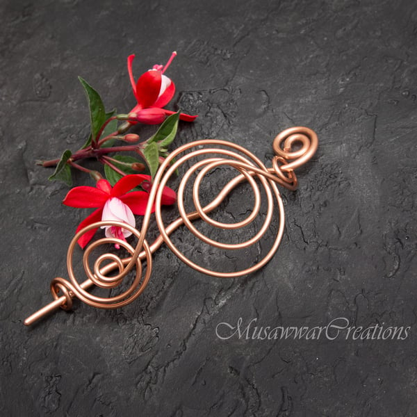 Copper Hair bun slide ,Hair bun slide, copper wire Hair slide, Hair jewellery, 