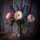 Evening Garden - Ranunculuses, lavender and eucalyptus felt flower bouquet