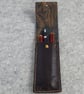 Leather Pen Case. Chocolate Leather with hand marbled fabric lining. Luxury Gift