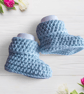 Crocheted Newborn Baby Booties in Duck Egg Blue , Baby Gift, Gender Neutral  - Image 3