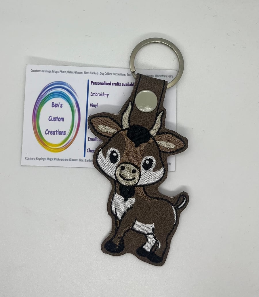 Embroidered Goat Keyring