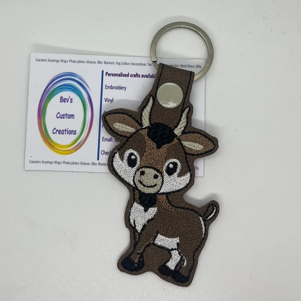 Embroidered Goat Keyring