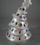White Glittery Ceramic Xmas Christmas Tree Candle Tea Light Holder Decoration.   - Image 1
