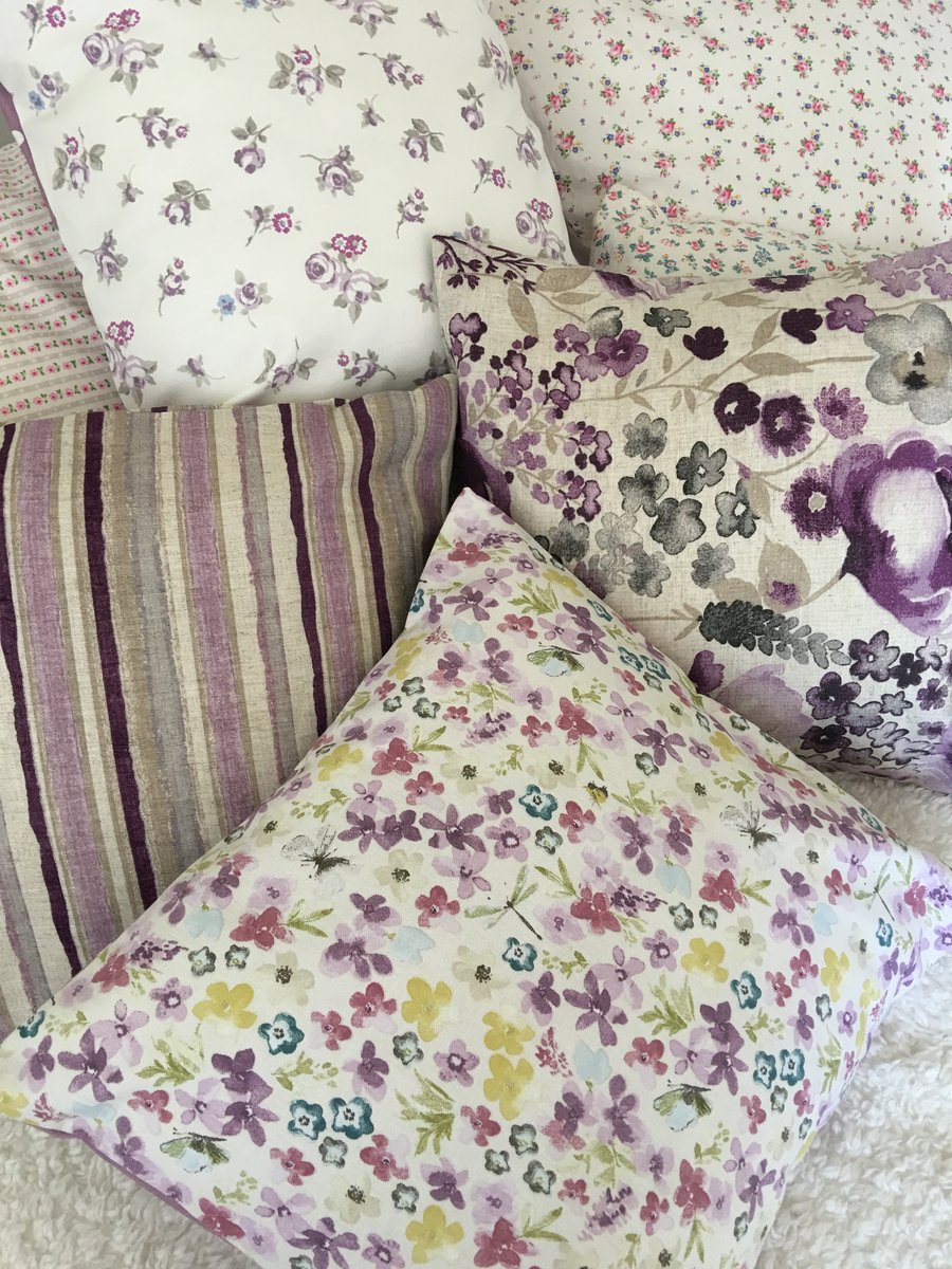 Purple linen stripe cotton fabric Cushion cover 