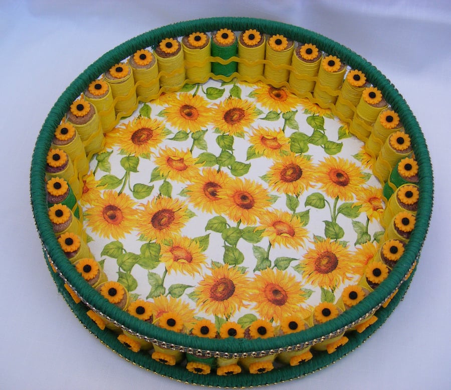 Handmade Sunflower round Tray.