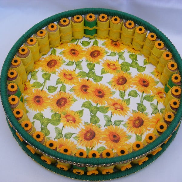 Handmade Sunflower round Tray.