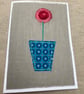  Pink flower embroidered card. - Image 2