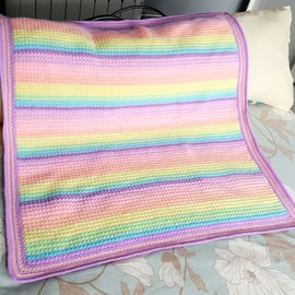 Pastel Rainbow Crochet blanket, babies gift, lap blanket 