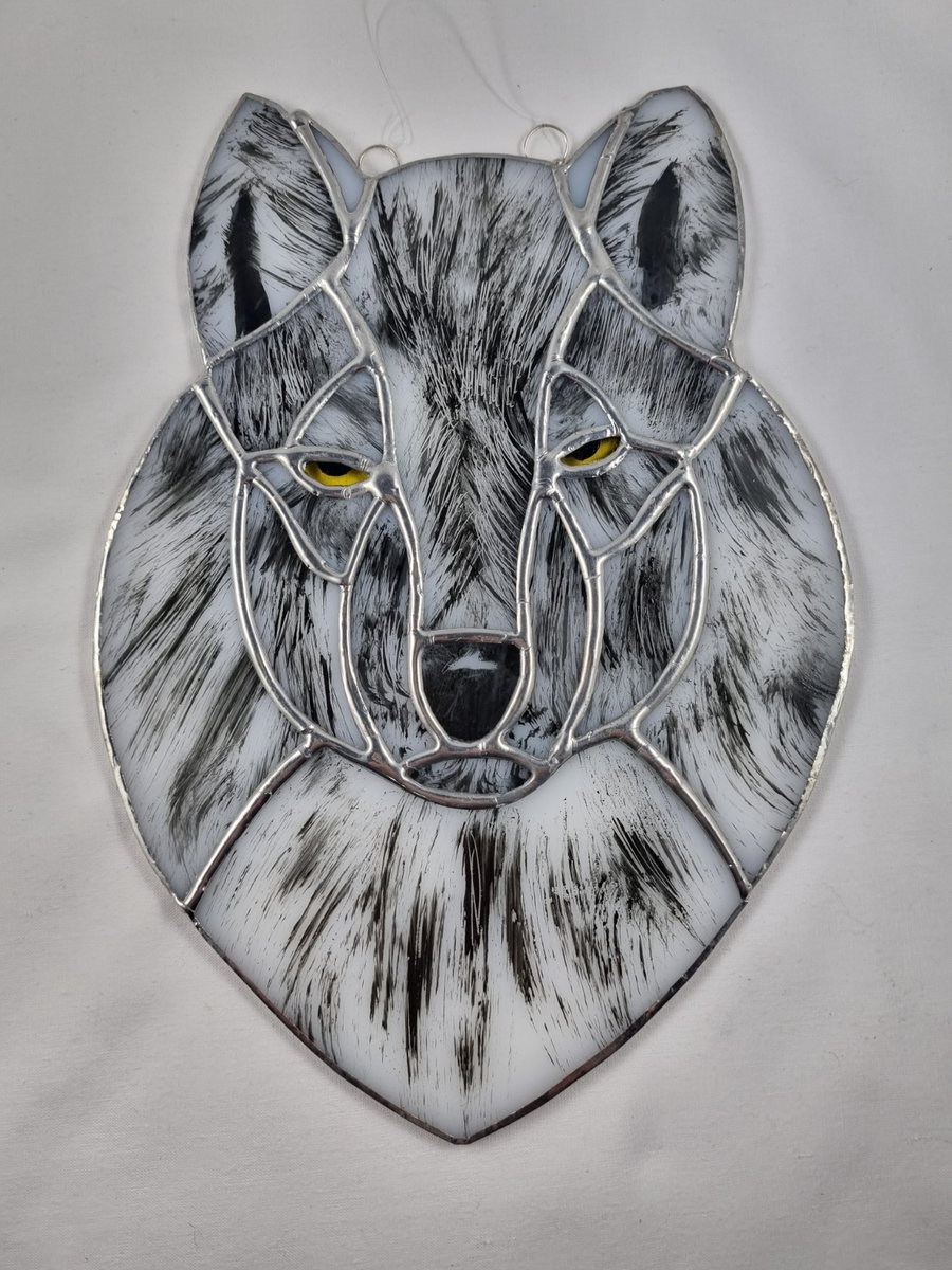 531 Stained Glass Wolf - handmade hanging decoration.